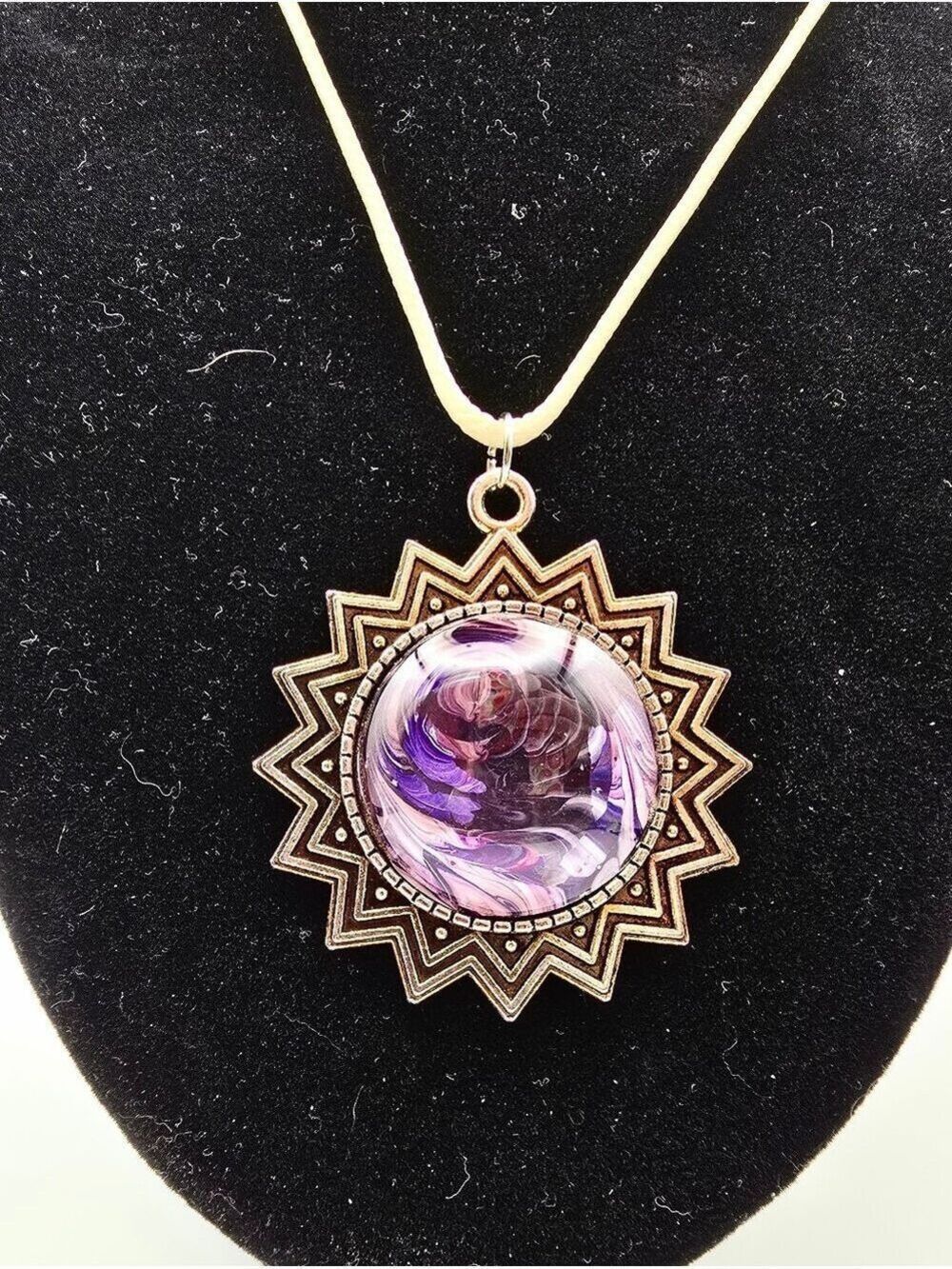 Unique Glass Cabochon Pendant Necklace